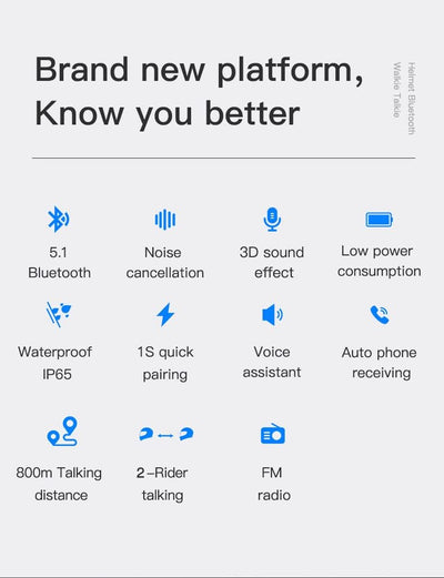 3T6B Q2 Motorrad Intercom Bluetooth 5.1 Headsets, 800m Motorrad Bluetooth Headset, Helm Intercom bis