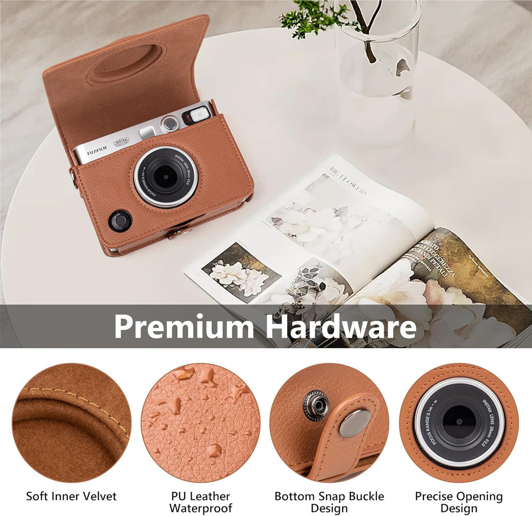 MUZIRI KINOKOO Mini EVO Hülle Kompatibel für Fuji Instax Mini EVO Instant Camera mit PU Leder Lychee