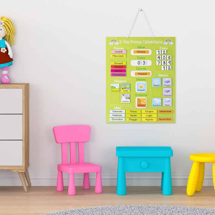 Navaris Kalender Tafel für Kinder - Lerntafel Jahreszeiten Uhr - Magnet Spiel Lernuhr - Kinderkalend