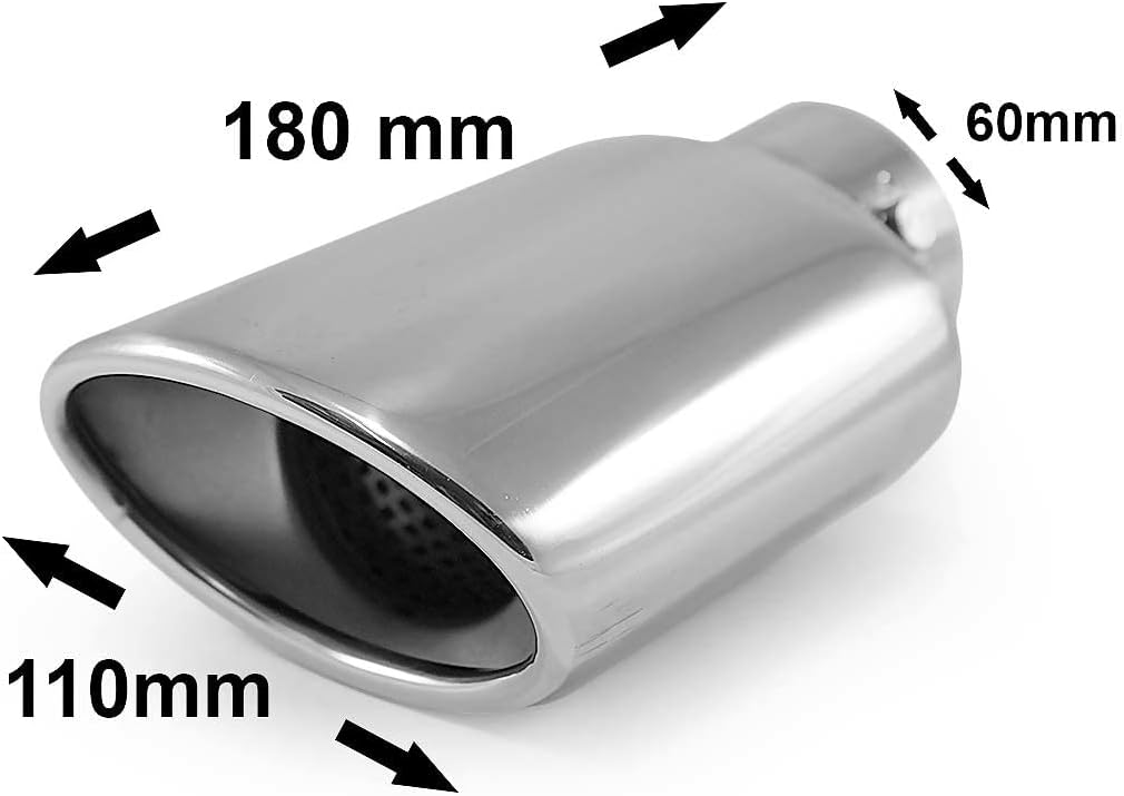 Auspuffblende Endrohr Auspuff Universell Schalldampf Edelstahl Oval bis 55mm Chrom AutoHobby