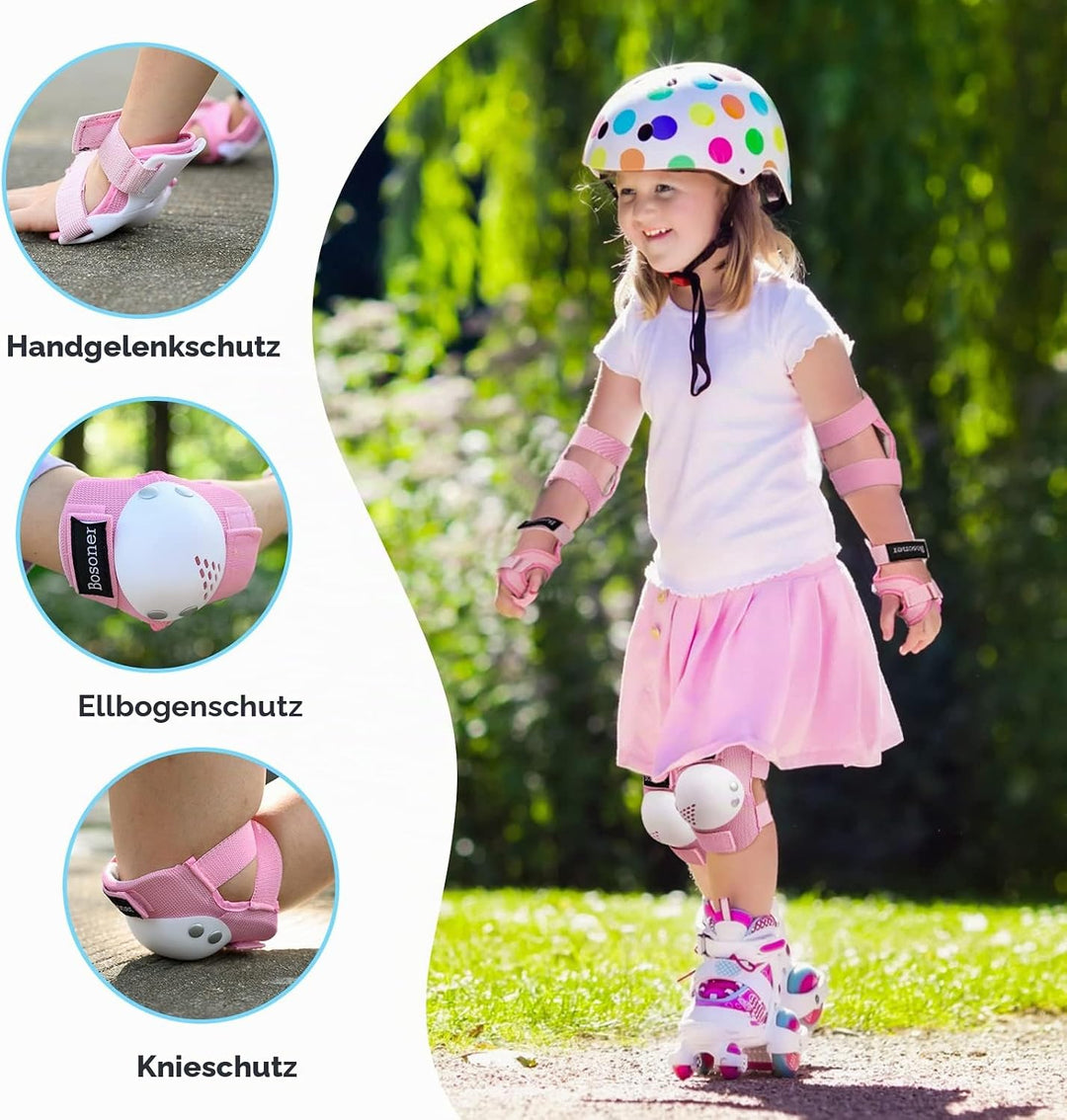 BOSONER Knieschoner Kinder Schoner Inliner Protektoren 6er Set Schützer Inliner Inline Skates Knie U