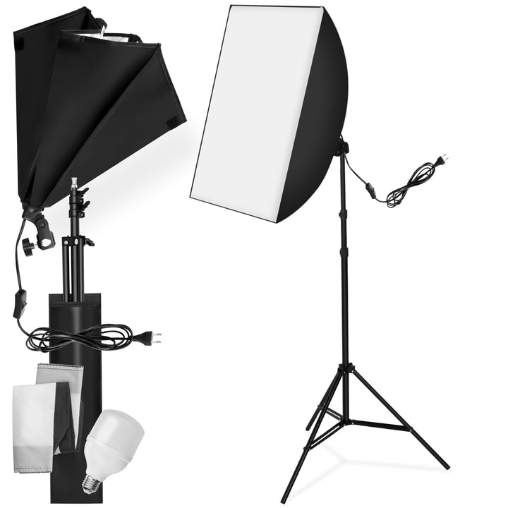 TecTake 800106 Profi Fotostudio Set inkl. Leuchtmittel Softbox, Stativ + Tasche - Diverse Modelle -