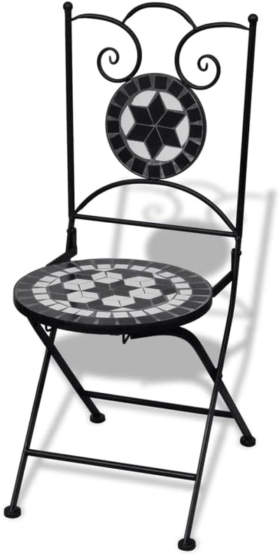 homiuse 37x44x89 cm Bistrostühle Klappbar 2 STK. Keramik Schwarz und Weiss Esszimmerstuhl Klappstuhl