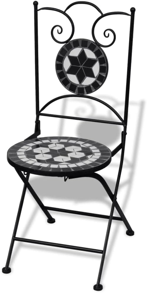 homiuse 37x44x89 cm Bistrostühle Klappbar 2 STK. Keramik Schwarz und Weiss Esszimmerstuhl Klappstuhl