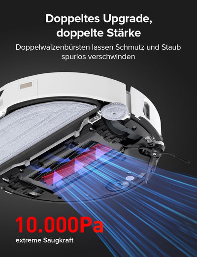 roborock S8 MaxV Ultra Saugroboter mit Wischfunktion&Hebarem Wischmopp, Umfangreiche Reinigung Durch