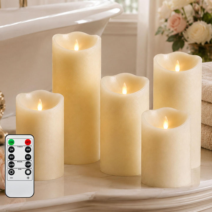 Da by LED Kerzen Kerze Höhe 10 cm × 2, 13,5 cm × 2, 16,5 cm × 1, Durchmesser 8 cm, 5PCS neueste Batt