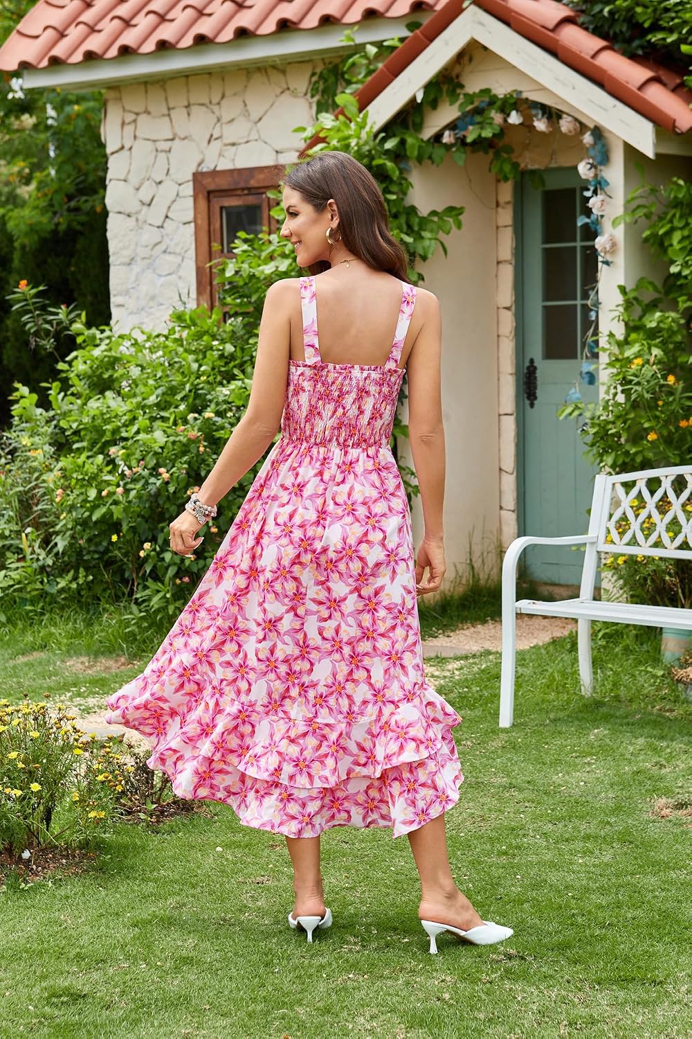 GRACE KARIN Damen langes Blumenkleid Ärmellos Spaghettiträger Freizeitkleid | Maxilang,Breite Träger