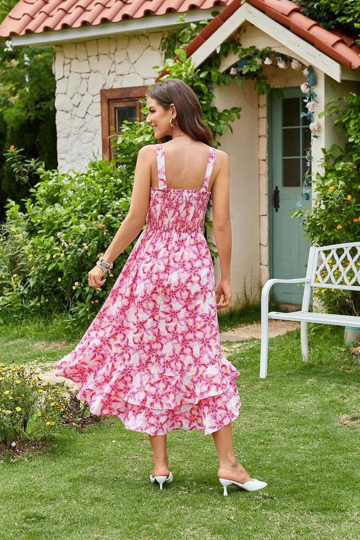 GRACE KARIN Damen langes Blumenkleid Ärmellos Spaghettiträger Freizeitkleid | Maxilang,Breite Träger