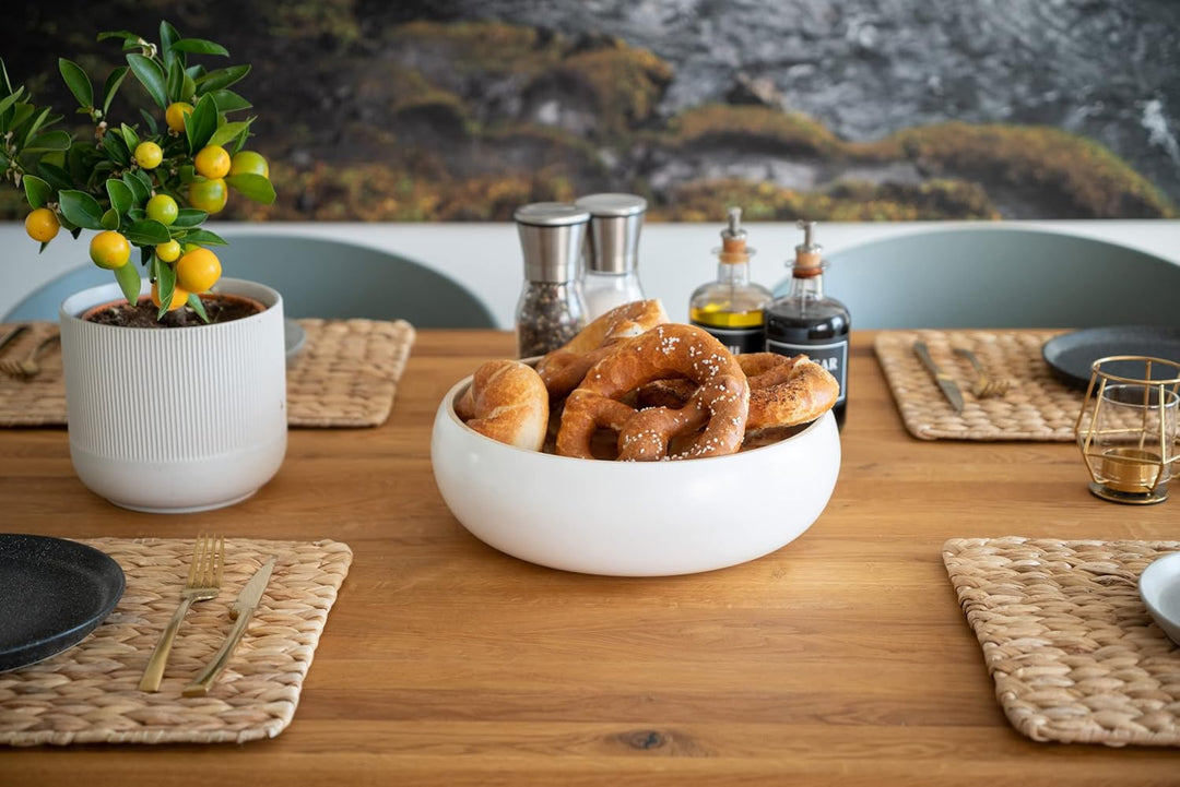 Decorasian Bambusschale gross und rund – Chips Schale bzw. Bowl - Obstschale Bambus hochwertig seide