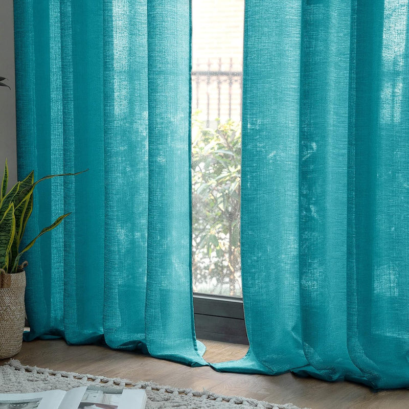 MIULEE 2er Set Voile Vorhang Sheer Leinenvorhang mit Ösen Transparente Unregelmässige Textur Gardine