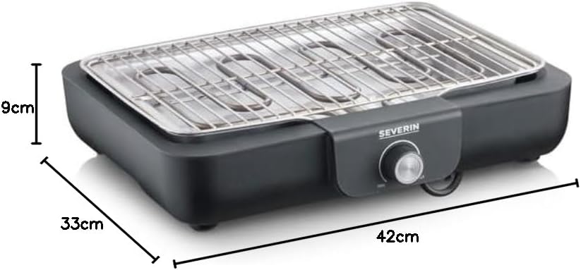 SEVERIN Tischgrill mit hochwertigem Edelstahl-Grillrost, für drinnen und draussen, 2.300 W, schnelle