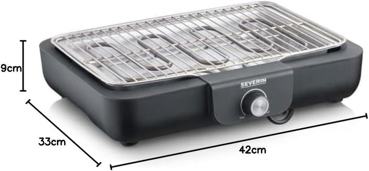 SEVERIN Tischgrill mit hochwertigem Edelstahl-Grillrost, für drinnen und draussen, 2.300 W, schnelle