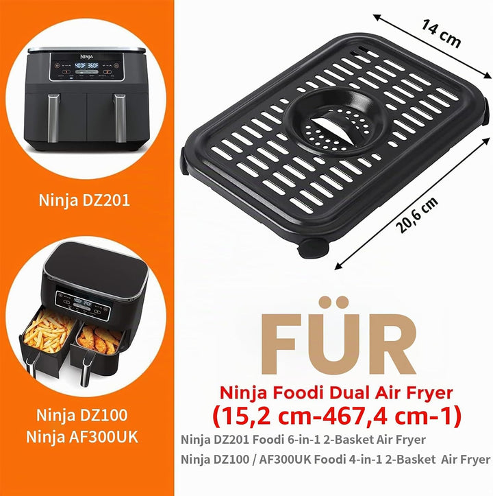 Air Fryer Grillpfanne für Ninja Air Fritteusen, 2 Packungen Ersatz Air Fryer Crisper Plate Grillplat