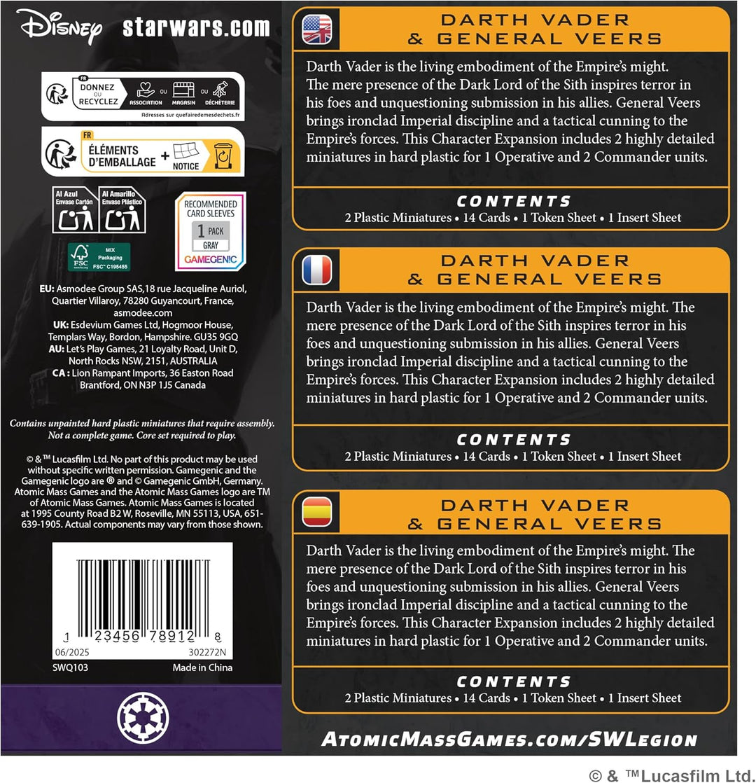 Asmodee, Star Wars: Legion – Darth Vader & General Veers, Erweiterung, Atomic Mass Games, Tabletop,