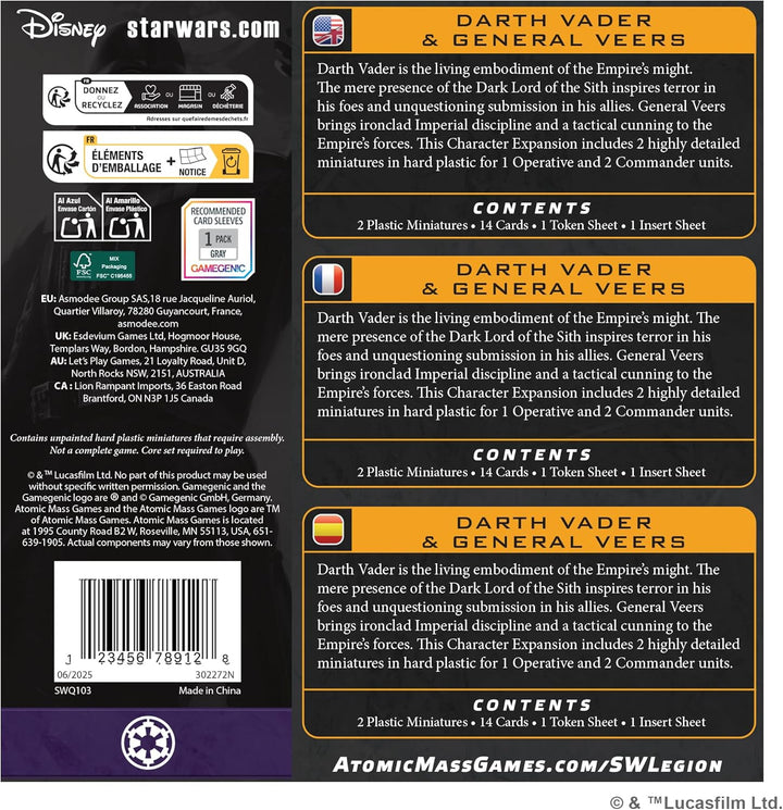 Asmodee, Star Wars: Legion – Darth Vader & General Veers, Erweiterung, Atomic Mass Games, Tabletop,