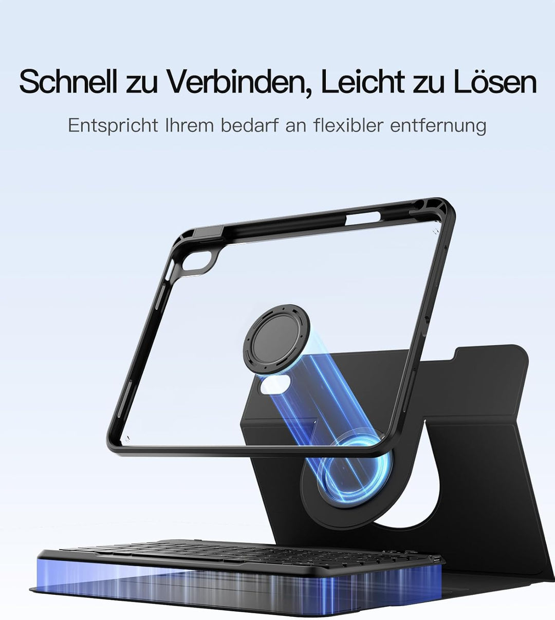 Inateck Hülle mit Tastatur für iPad 11 A16 2025 11 Zoll, iPad 10 Generation 2022 10.9 Zoll,360°-Dreh
