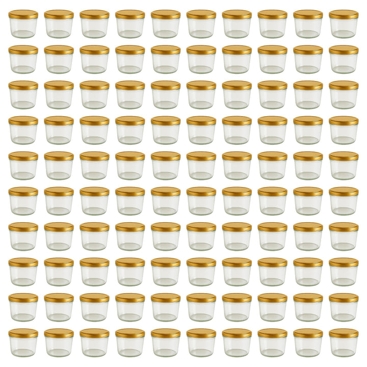 Vitrea 100x Marmeladengläser 230 ml - mit Deckel Gold TO 82 - Einmachgläser zum befüllen mit Schraub