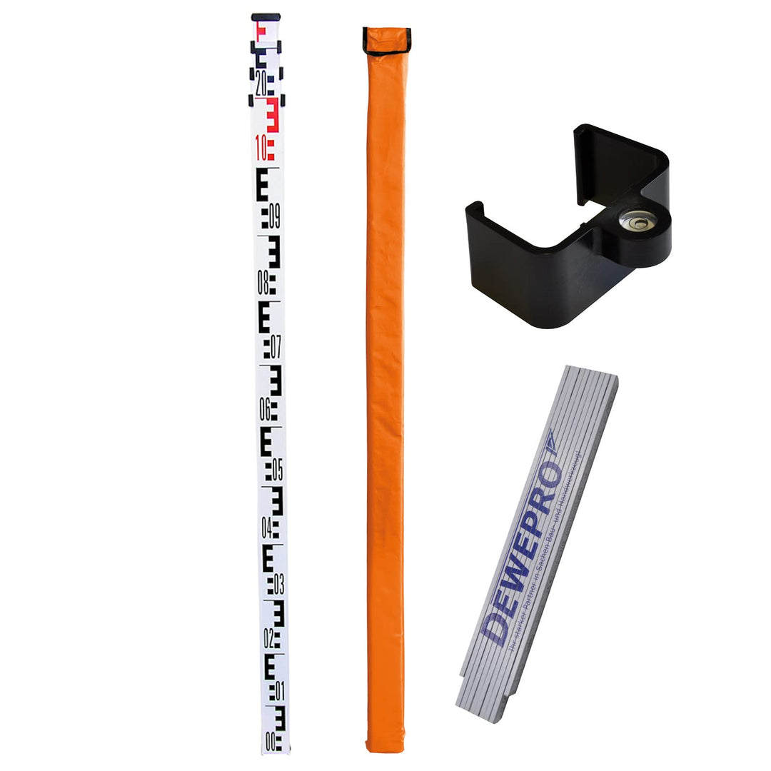 Nedo Teleskopnivellierlatte StandardLine 4m - Teilung 2 - mit Hülle und Stecklibelle inkl. DEWEPRO®