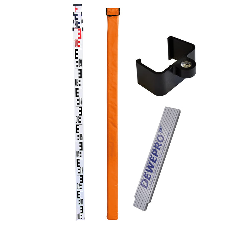 Nedo Teleskopnivellierlatte StandardLine 4m - Teilung 2 - mit Hülle und Stecklibelle inkl. DEWEPRO®