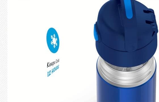 THERMOS Funtainer Kinder-Strohhalmflasche, Edelstahl, vakuumisoliert, 340 ml, Schmetterlingsfrenzy F