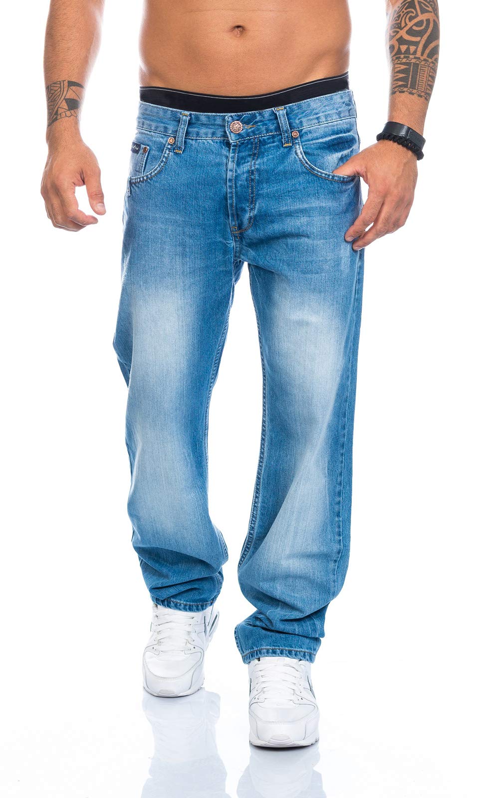 Rock Creek Herren Jeans Hose RC-2009 40W / 38L Blau, 40W / 38L Blau