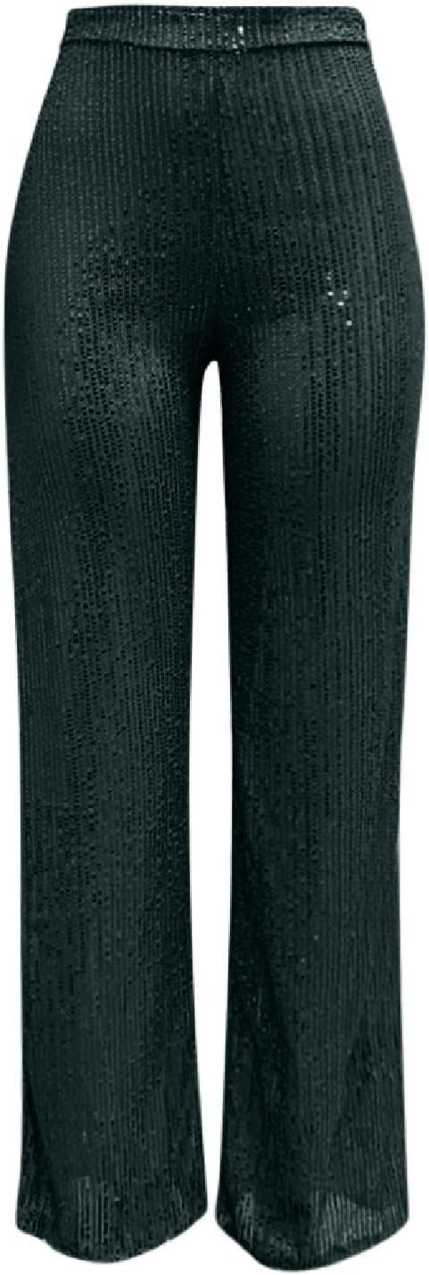 Generisch 2025, lässige Paillettenhose, glitzernde Pailletten, hohe Taille, weites Bein, Schlaghose,