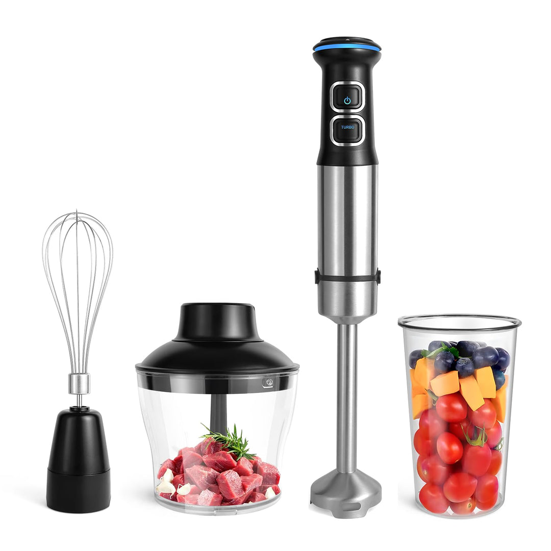 1500W Stabmixer, 4 in 1 Stabmixer Set Professioneller, Pürierstab mit 21 einstellbaren Geschwindigke