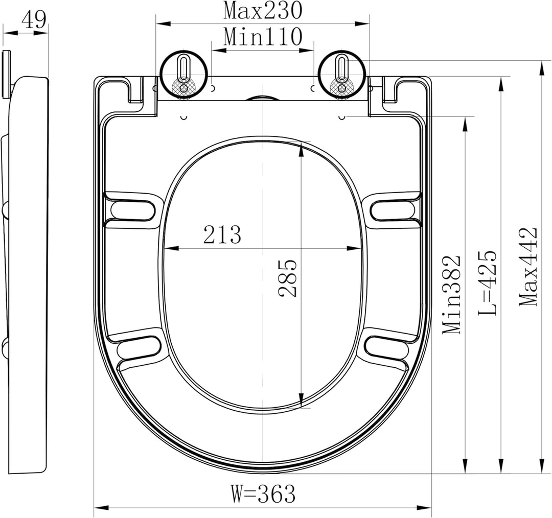 NEG WC-Sitz für Uno11RK, kurze Ausführung | Softclose, Quick-Release Weiss 44,2 cm - Klassik Uno11RK