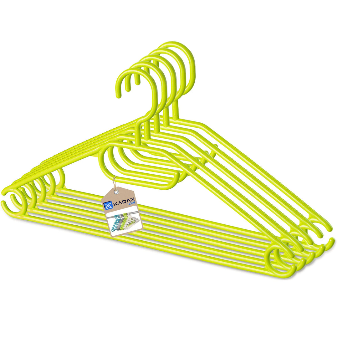 KADAX Kleiderbügel aus Kunststoff, 5 Stück, 360°drehbarer Haken, eingekerbte Schultern, Hosensteg, p