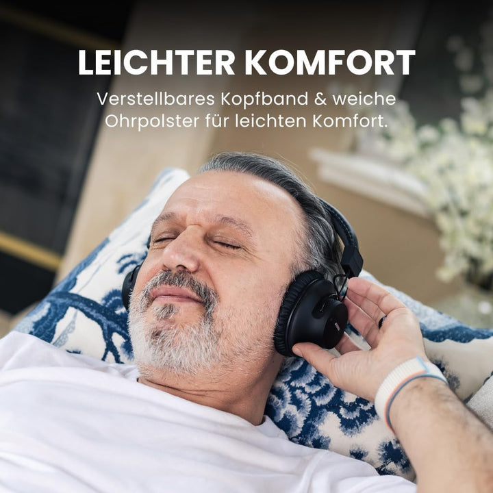 Avantree Audition 3 – Bluetooth 5.3 Over Ear Funkkopfhörer mit kabelloser Ladestation, kompatibel mi