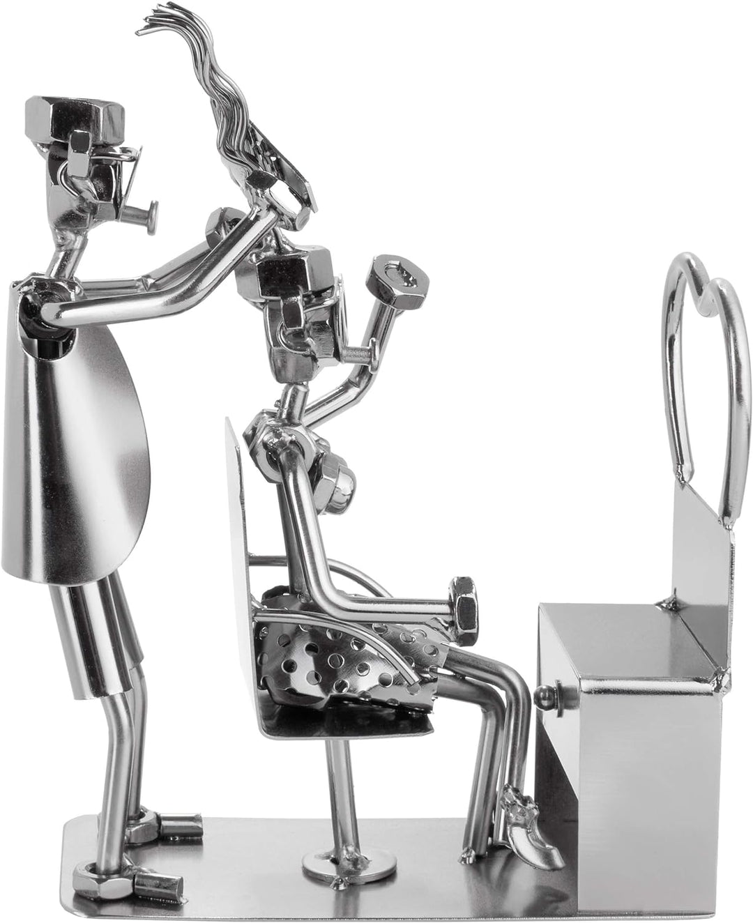 BRUBAKER Schraubenmännchen Friseur - Handarbeit Eisenfigur Metallmännchen Frisör - Metallfigur Gesch