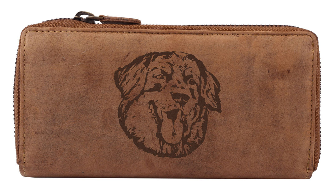 Greenburry Damen Leder-Portmonee mit Hunde-Motiv Hovawart l Geschenkidee für Hundefreunde I Leder Ho