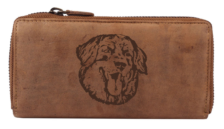 Greenburry Damen Leder-Portmonee mit Hunde-Motiv Hovawart l Geschenkidee für Hundefreunde I Leder Ho