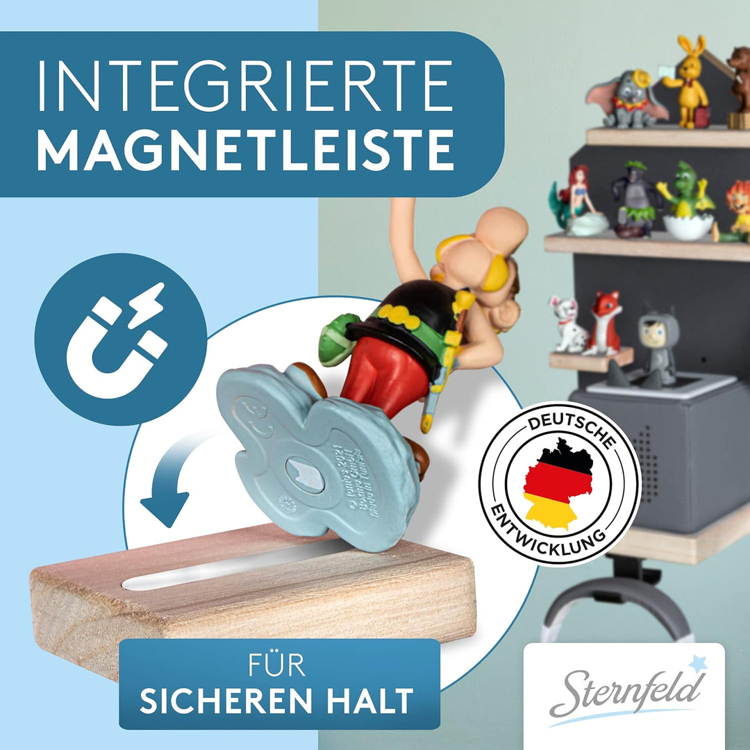 STERNFELD Magnetisches Nachhaltiges Tonie Regal für Hörfiguren - Vormontiertes Toniebox Regal - [43x