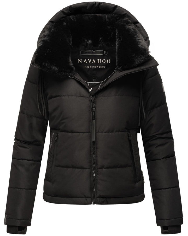 Navahoo Damen Winterjacke Steppjacke warm mit Abnehmbarer Kapuze und Kunstfellkragen Mit Liebe XIV X