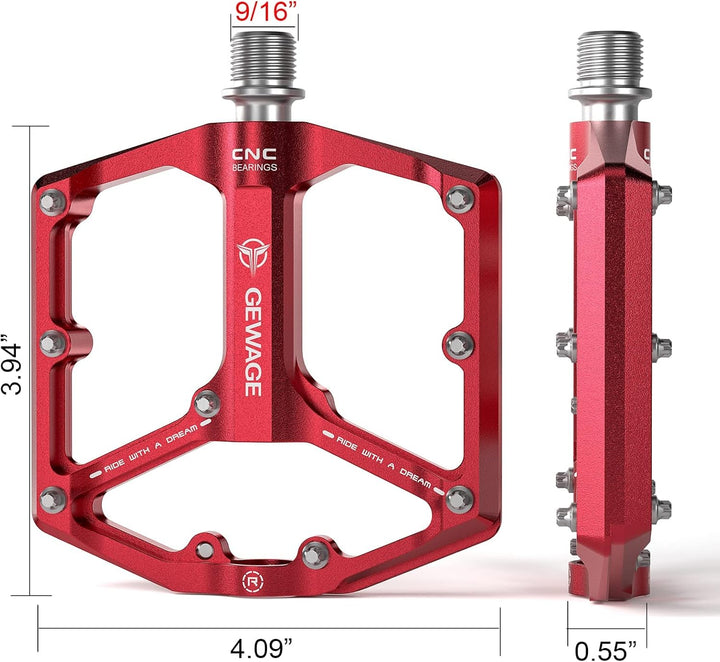 GEWAGE Rennrad-/Mountainbike-Pedale – 3 Lager Fahrradpedale – CNC-gefräste 9/16-Zoll-Flachpedale mit