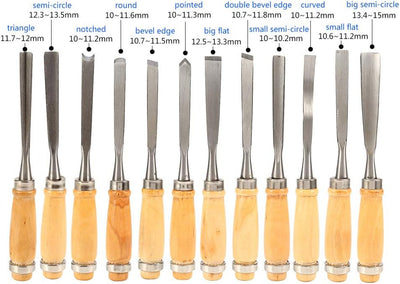 12 STÜCKE Holzschnitzerei Meissel Set DIY Holzbearbeitung Sculpting Werkzeuge mit Tragetasche