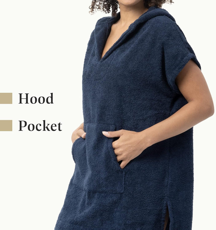 HOMELEVEL Poncho Damen Frottee - Badeponcho Badetuch aus 100% Baumwolle - Handtuch für Strand Sauna