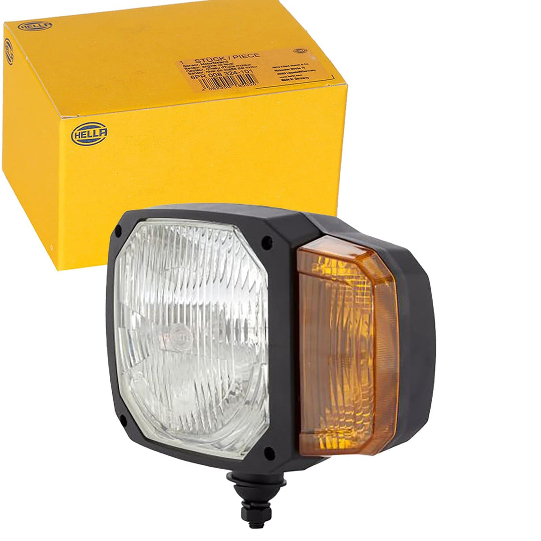 HELLA - Halogen-Hauptscheinwerfer - 12V - Einbau - Lichtscheibenfarbe: gelb - Stecker: DEUTSCH Steck