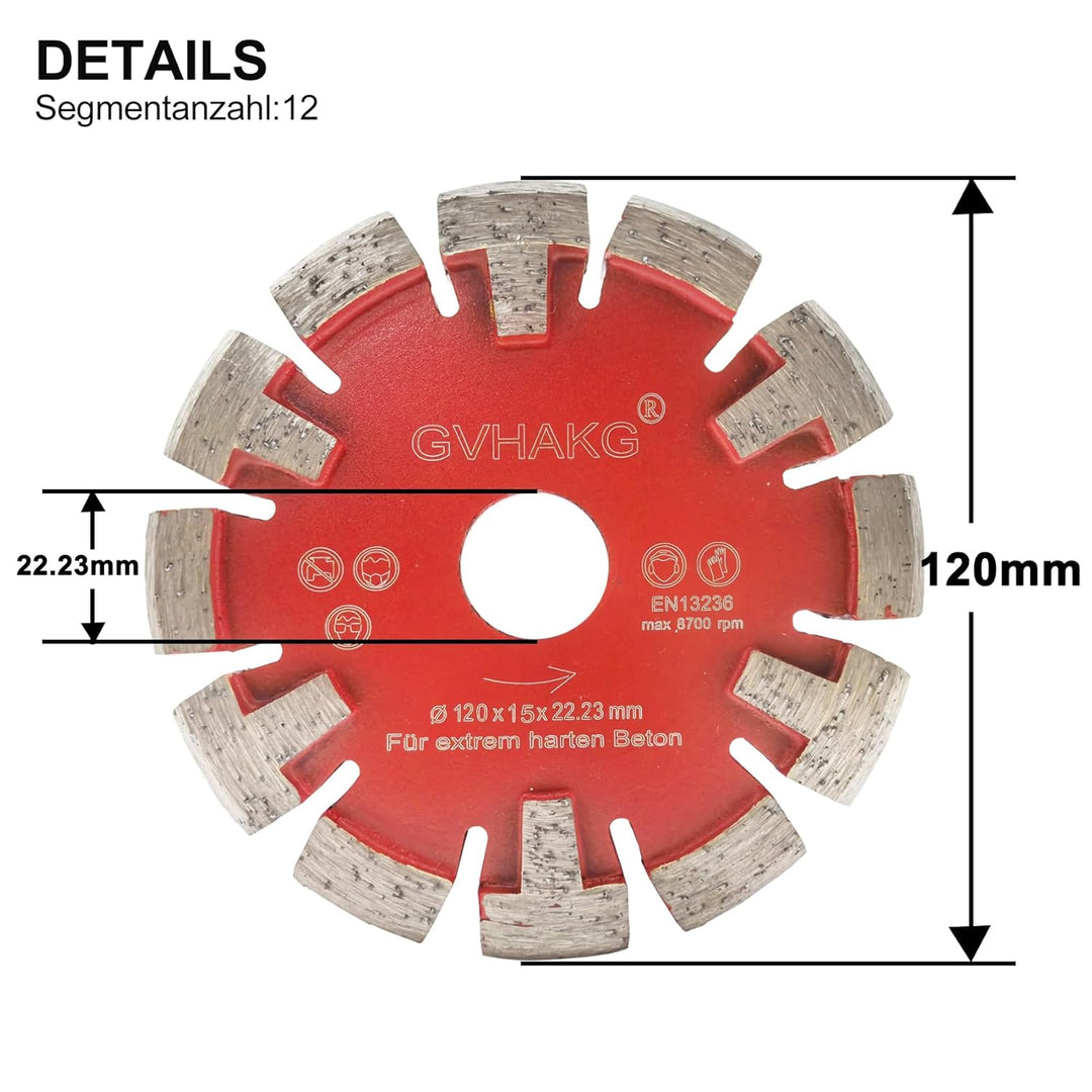 GVHAKG Tuck Point Diamantklinge für Sehr harte Betonböden und Entfernung, 120mm für Betonreparatur,