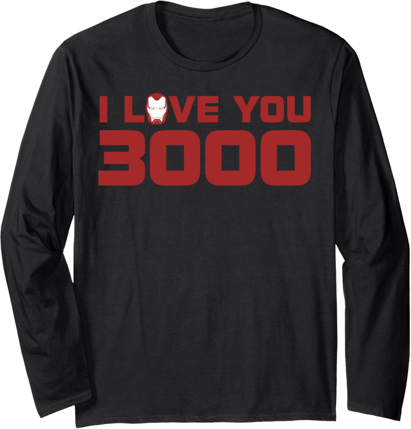 Marvel Avengers Endgame I Love You 3000 Iron Man Head Quote Langarmshirt