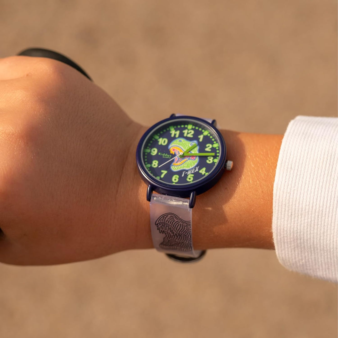 Kiddus Lern Armbanduhr für Kinder, Jungen und Mädchen. Analoge Armbanduhr mit Zeitlernübungen, japan