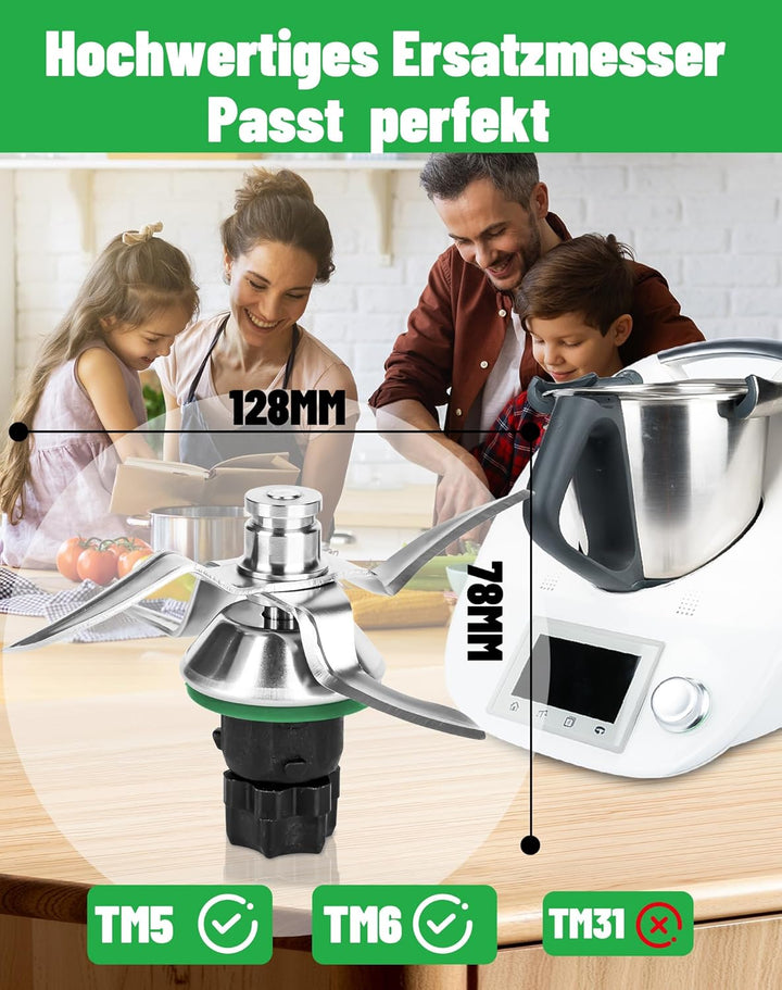 TM5 Messer für Thermomix TM5 TM6 Ersatzmesser für Vorwerk Thermomix TM5 Mixmesser mit Dichtring Edel