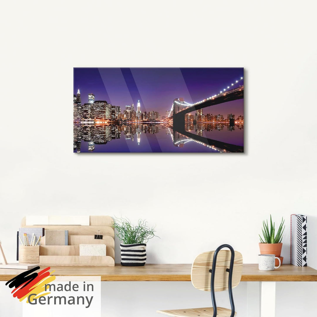 ARTland Glasbilder Wandbild Glas Bild einteilig 60x30 cm Querformat USA Amerika New York City Brookl