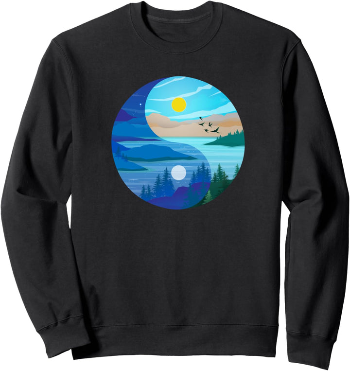 Chinesisch Yin Yang Sonne und Mond Yoga Meditation Natur Yin Sweatshirt