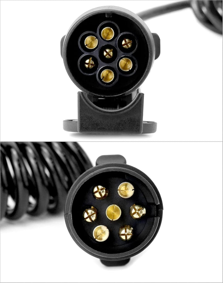 QWORK® 3 Meter 7 Pin Trailer Light Board Verlängerungskabel Spiralkabel mit Stecker auf Buchse Schle