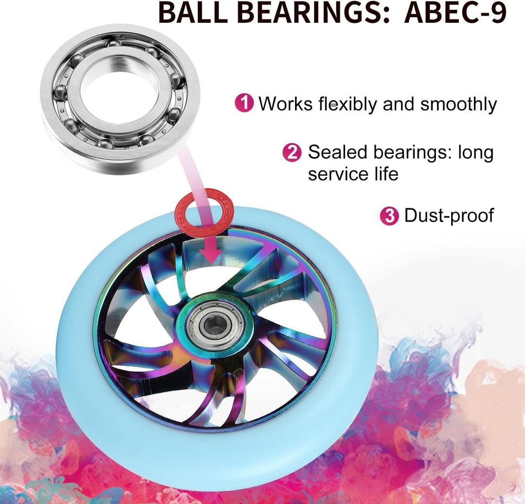 DBREAKS Stunt Scooter Ersatzrad 120mm mit ABEC 9 Kugellagern, Härtegrad 88A für Roller aller Art (Bl