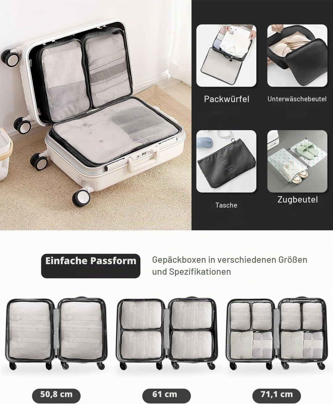Koffer Organizer Set 18-teilig, Wasserdicht Packing Cubes, Multifunktionale Travel Packwürfel, Koffe