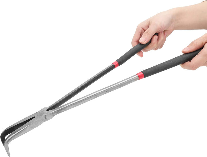fasient1 Gebogene Spitzzange, 400 mm extra Langer Griff 90-Grad-Winkelbacken Gebogene Spitzzange für