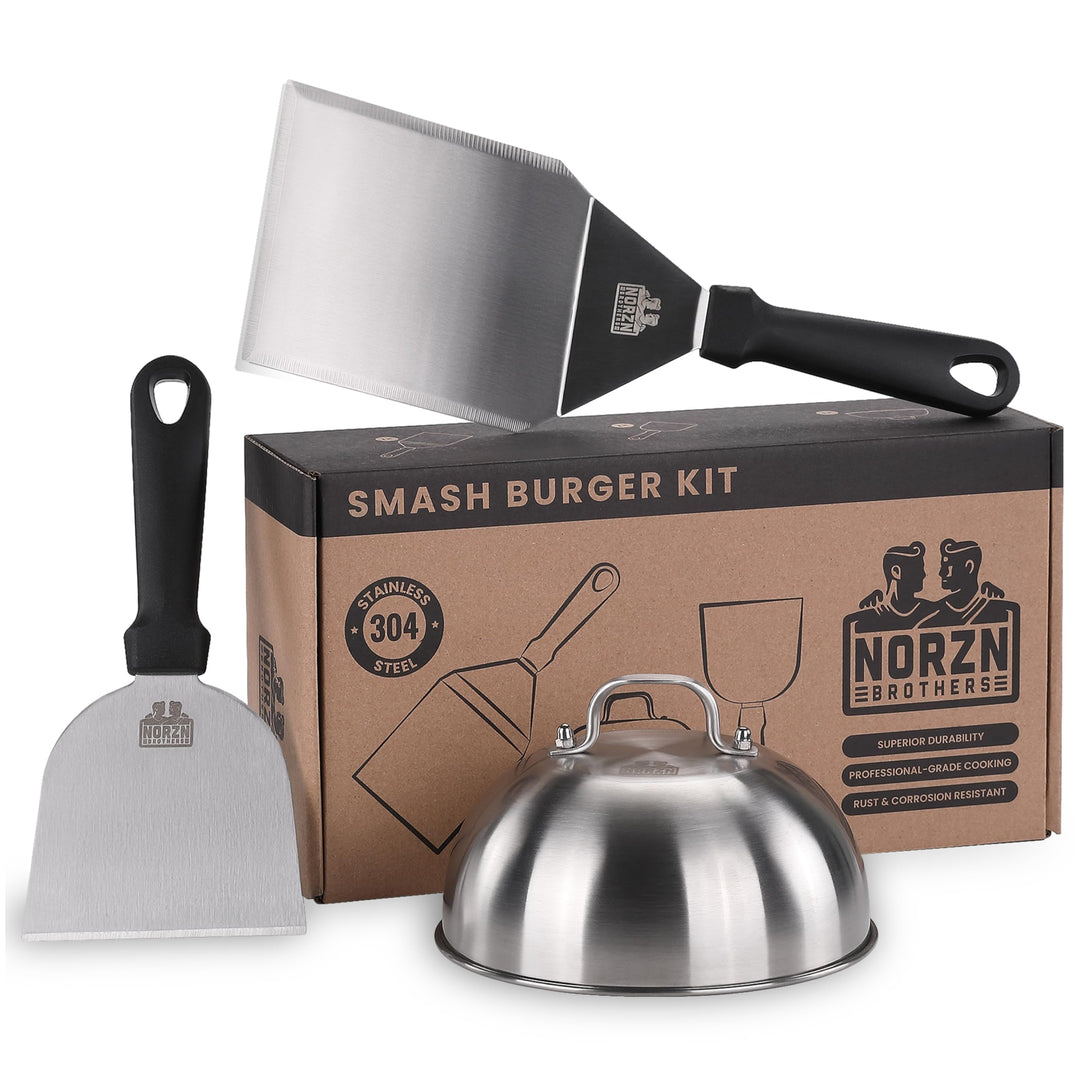 Grillspachtel Plancha Set & Burgerglocke Edelstahl 304 – Plancha Spachtel Edelstahl inkl. Burger Glo